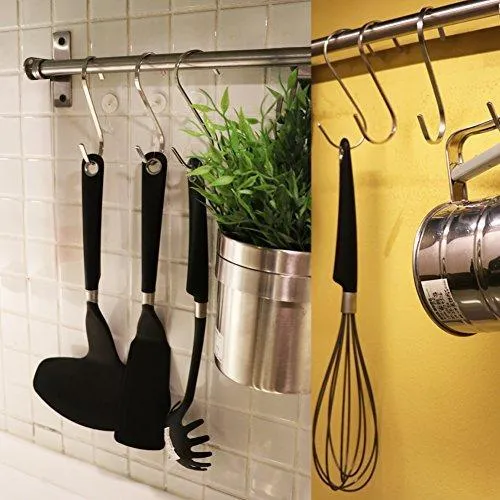 24 Pack ESFUN 4.4 inch Large 304 Stainless Steel S Hooks for Hanging Indoor and Outdoor Rustproof