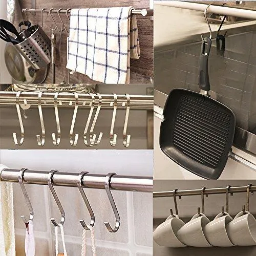 24 Pack ESFUN 4.4 inch Large 304 Stainless Steel S Hooks for Hanging Indoor and Outdoor Rustproof