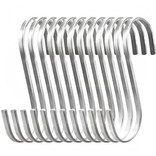 24 Pack ESFUN 4.4 inch Large 304 Stainless Steel S Hooks for Hanging Indoor and Outdoor Rustproof