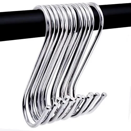 24 Pack ESFUN Round S Shaped Hooks 4 inch Hangers for Kitchen, Bathroom, Bedroom Closet Rod and Office