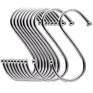 24 Pack ESFUN Round S Shaped Hooks 4 inch Hangers for Kitchen, Bathroom, Bedroom Closet Rod and Office
