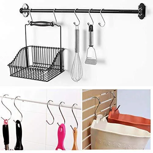 24 Pack ESFUN Round S Shaped Hooks 4 inch Hangers for Kitchen, Bathroom, Bedroom Closet Rod and Office