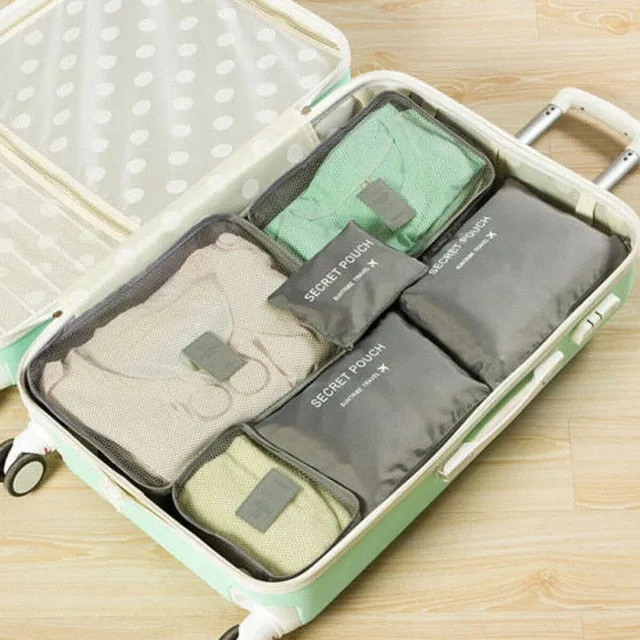 6pcs Travel Bags Waterproof Clothes Storage Luggage Organizer Pouch Packing Cube