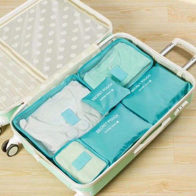 6pcs Travel Bags Waterproof Clothes Storage Luggage Organizer Pouch Packing Cube