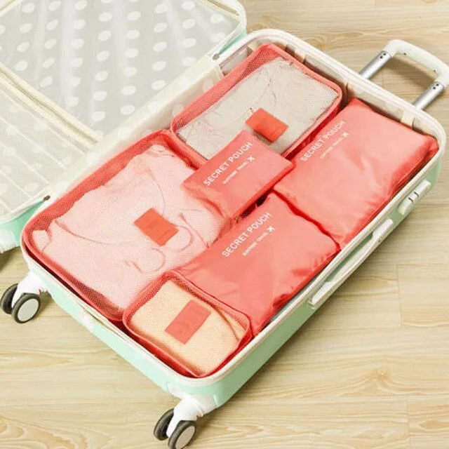 6pcs Travel Bags Waterproof Clothes Storage Luggage Organizer Pouch Packing Cube
