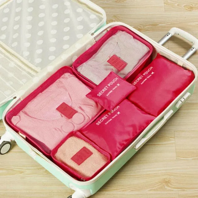 6pcs Travel Bags Waterproof Clothes Storage Luggage Organizer Pouch Packing Cube