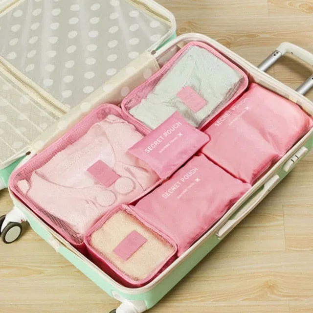 6pcs Travel Bags Waterproof Clothes Storage Luggage Organizer Pouch Packing Cube