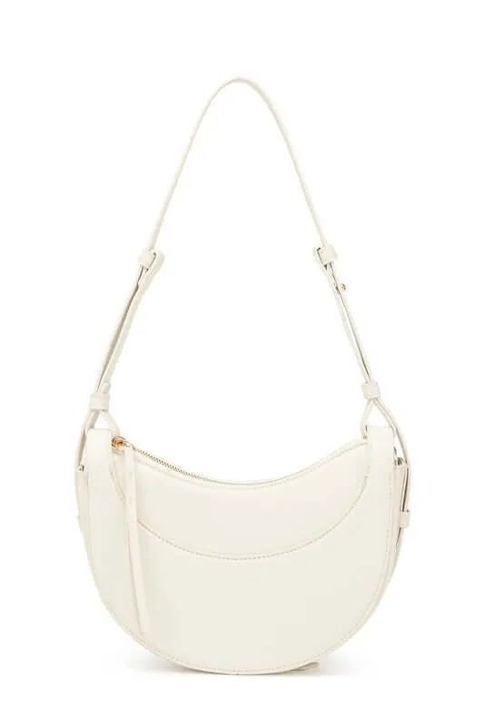 Alicia Crescent Leather Crossbody in Black, Bone, Cognac or Fawn