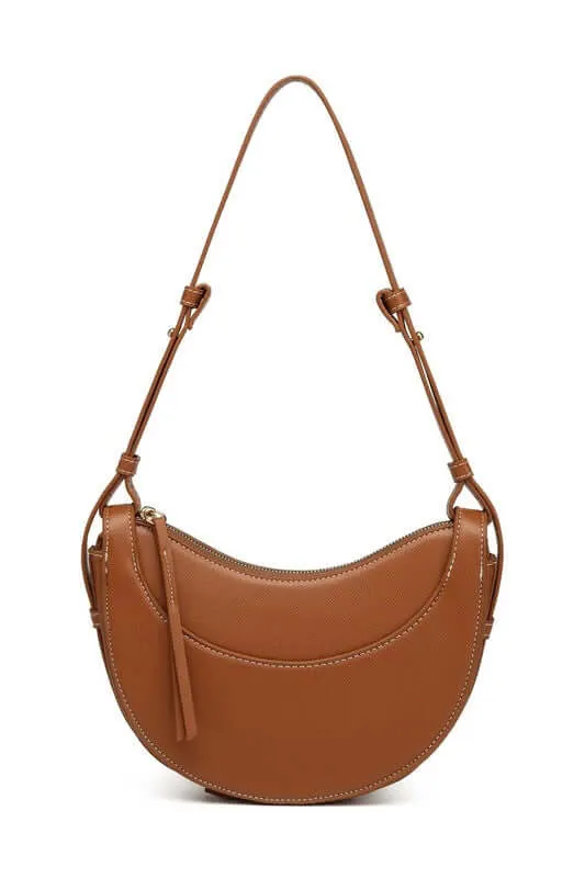 Alicia Crescent Leather Crossbody in Black, Bone, Cognac or Fawn