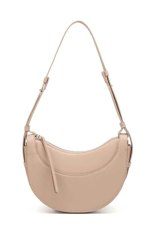 Alicia Crescent Leather Crossbody in Black, Bone, Cognac or Fawn