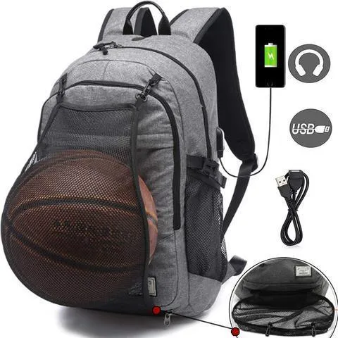 & USB Only available now Free shipping discount Sports W/Ball Port Net Backpack