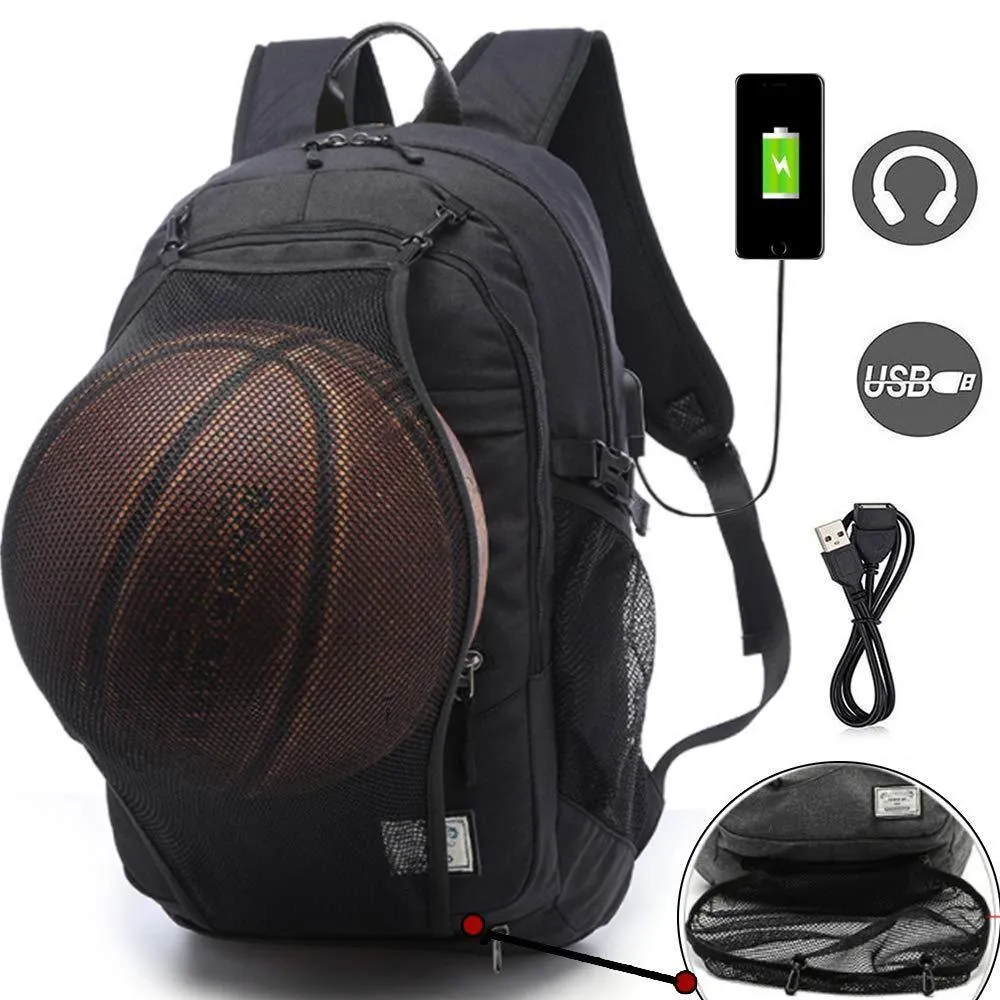 & USB Only available now Free shipping discount Sports W/Ball Port Net Backpack