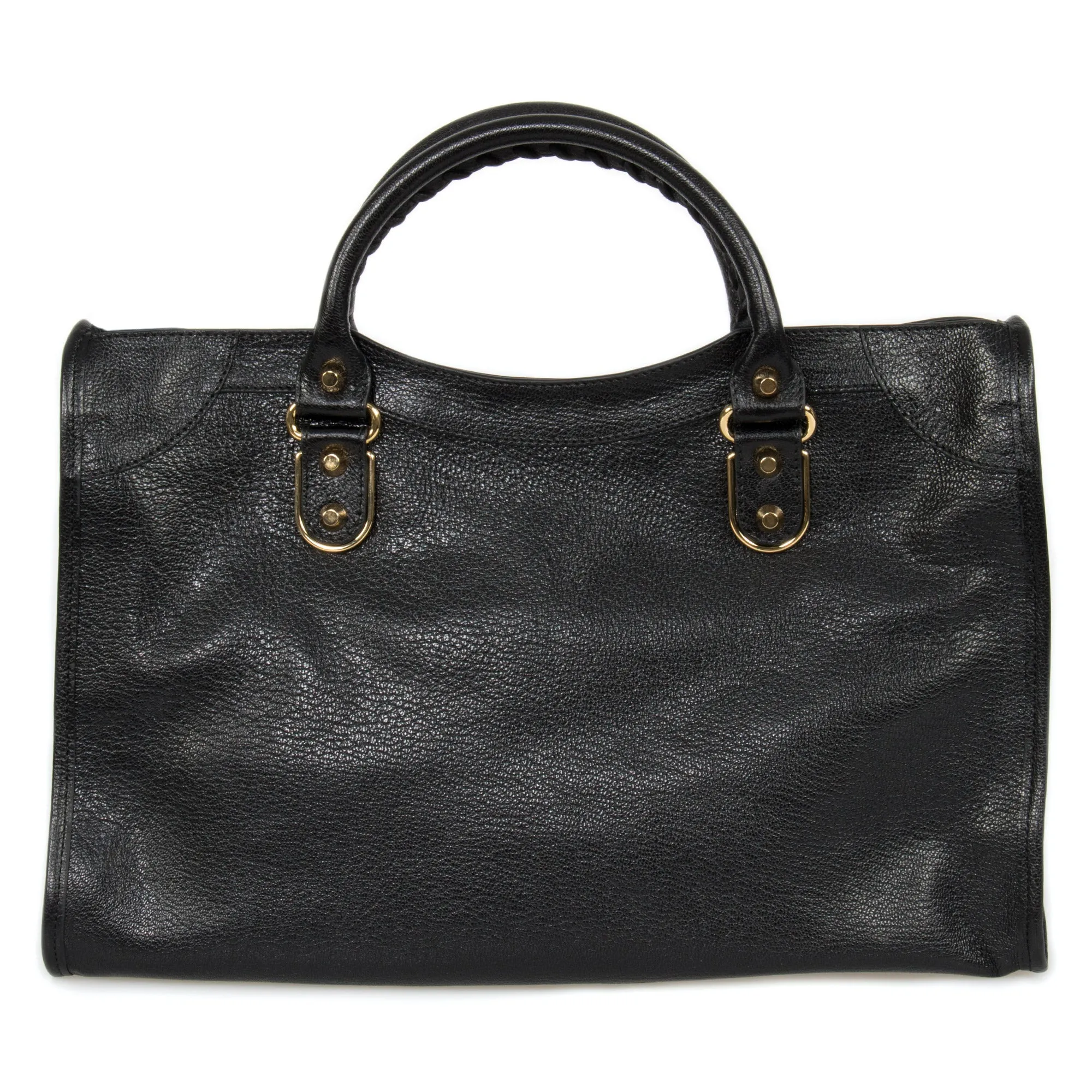 Balenciaga Classic Metallic Black Grain Goatskin Edge City Bag