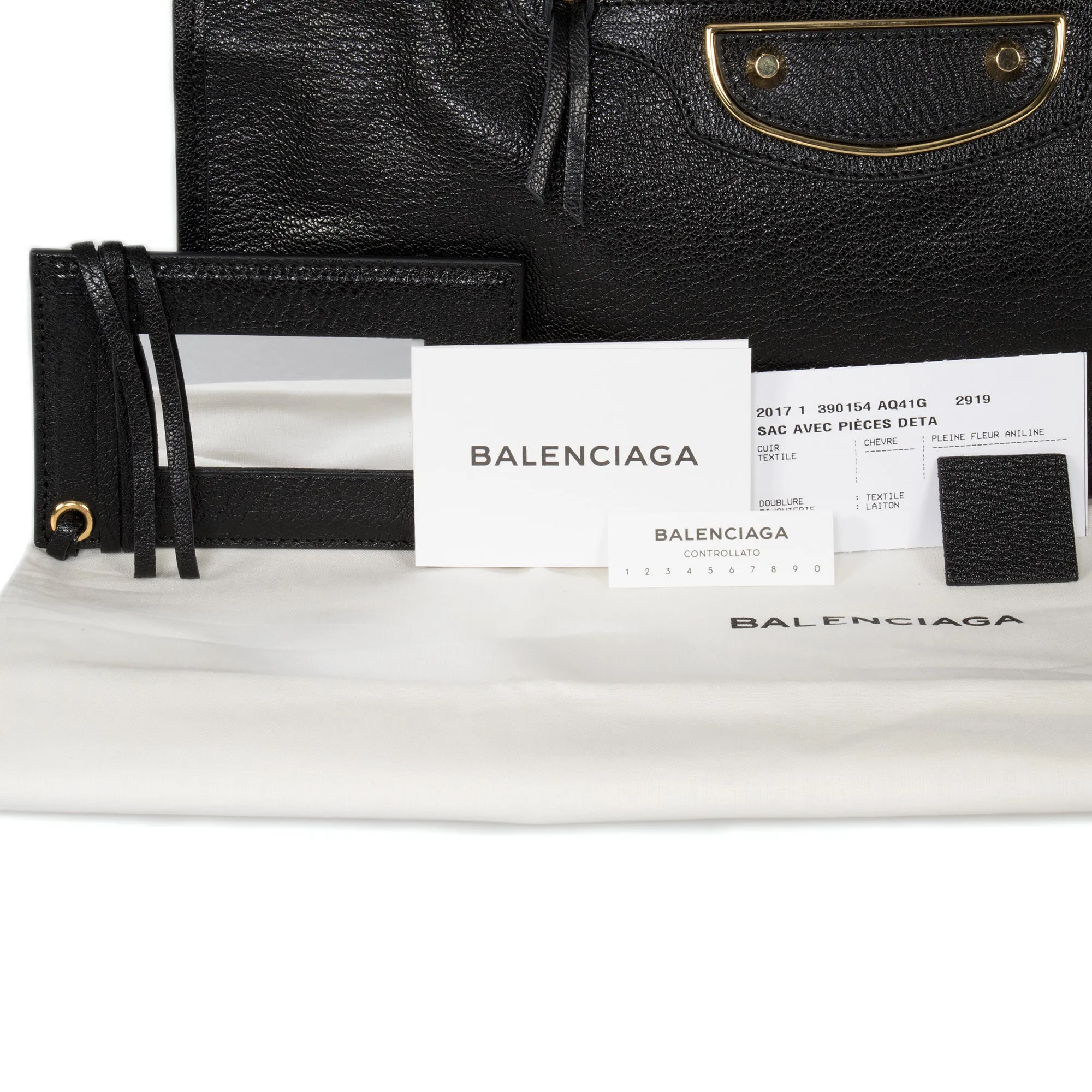 Balenciaga Classic Metallic Black Grain Goatskin Edge City Bag