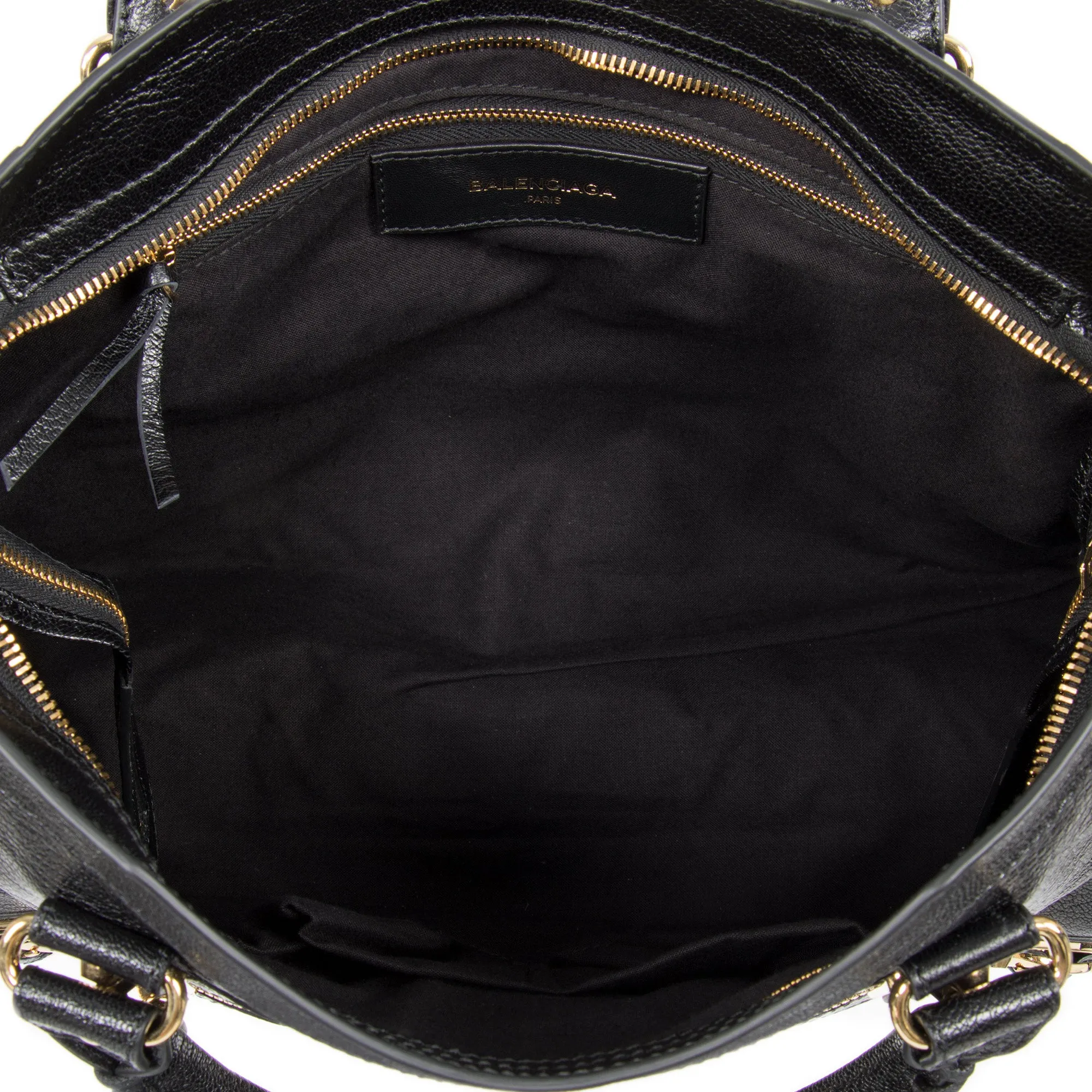 Balenciaga Classic Metallic Black Grain Goatskin Edge City Bag