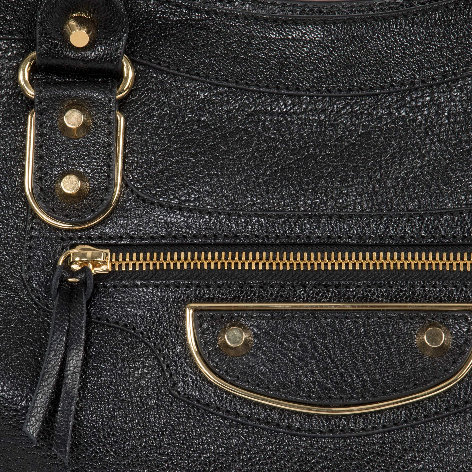 Balenciaga Classic Metallic Black Grain Goatskin Edge City Bag