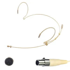 Beige Double Ear Hook Microphone for AKG TA3F Radio Body Pack Transmitter