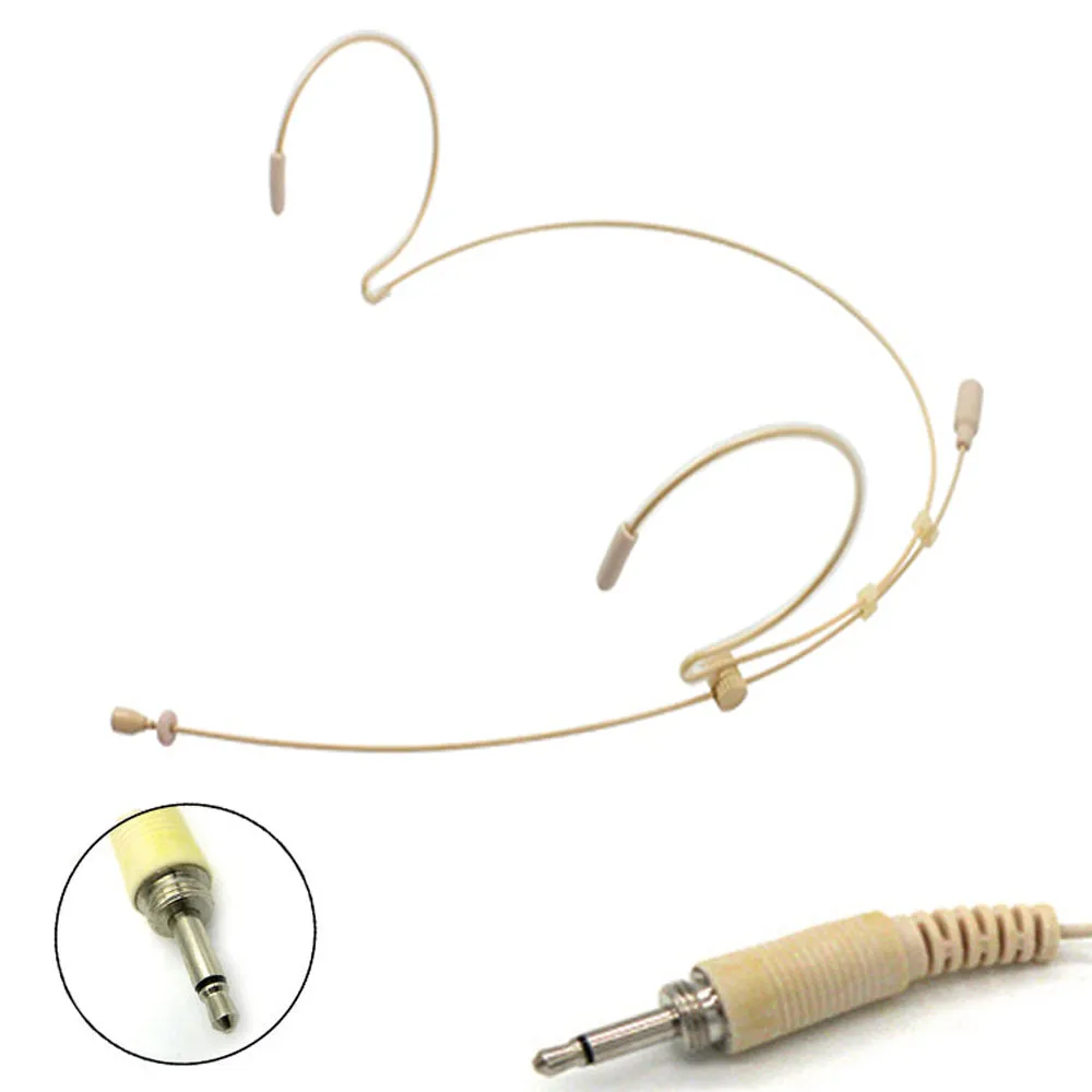 Beige Double Ear Hook Microphone for AKG TA3F Radio Body Pack Transmitter