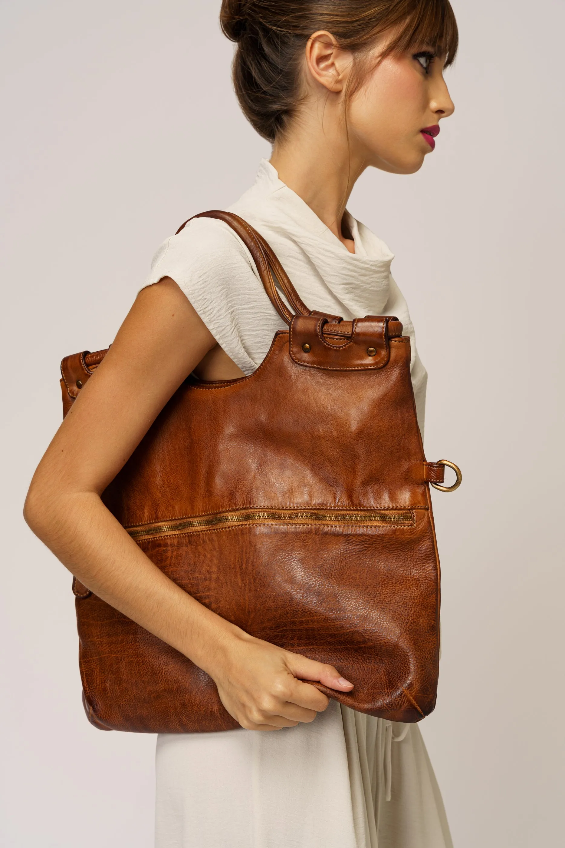 Bella Foldover Tote - Cognac Rocks - Canada