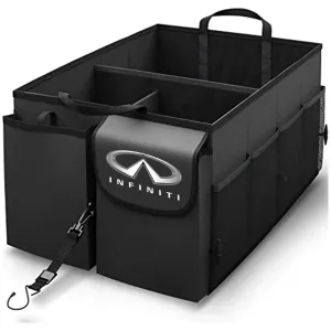 Car Trunk Organizer - Collapsible, Custom fit for All Cars, Multi-Compartment Automotive SUV Car Organizer for Storage w/ Adjustable Straps - Car Accessories for Women and Men IN12993