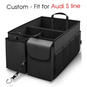 Car Trunk Organizer - Collapsible, Custom fit for All Cars, Multi-Compartment Automotive SUV Car Organizer for Storage w/ Adjustable Straps - Car Accessories for Women and Men LM12993