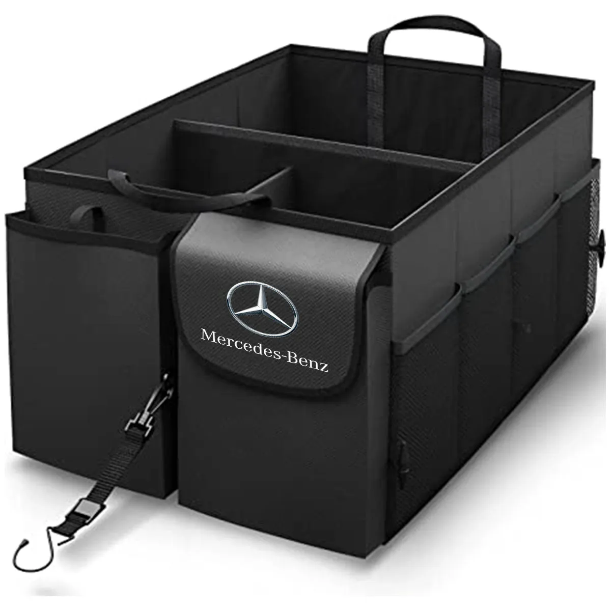 Car Trunk Organizer - Collapsible, Custom fit for All Cars, Multi-Compartment Automotive SUV Car Organizer for Storage w/ Adjustable Straps - Car Accessories for Women and Men MB12993
