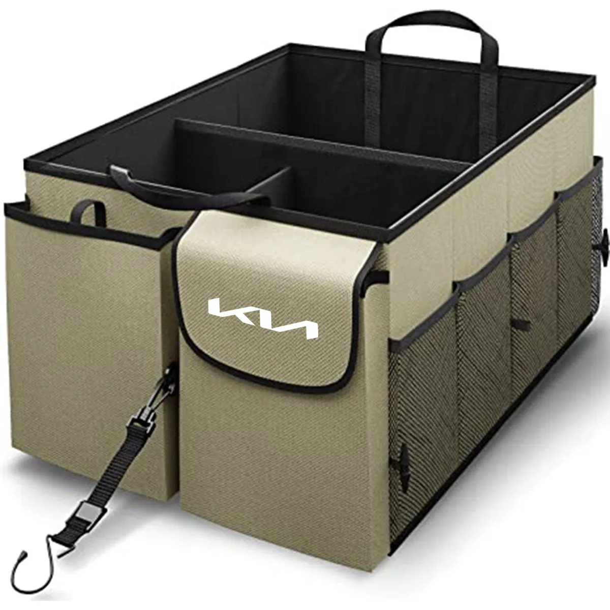 Car Trunk Organizer - Collapsible, Custom fit for All Cars, Multi-Compartment Automotive SUV Car Organizer for Storage w/ Adjustable Straps - Car Accessories for Women and Men UE12993