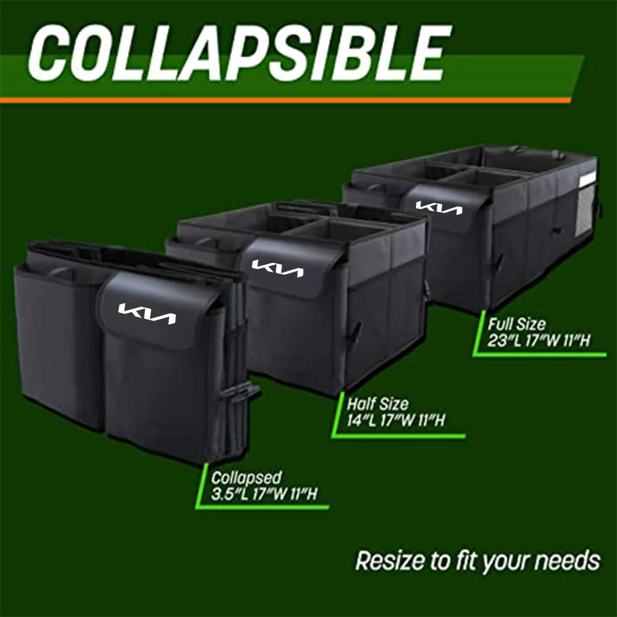 Car Trunk Organizer - Collapsible, Custom fit for All Cars, Multi-Compartment Automotive SUV Car Organizer for Storage w/ Adjustable Straps - Car Accessories for Women and Men UE12993