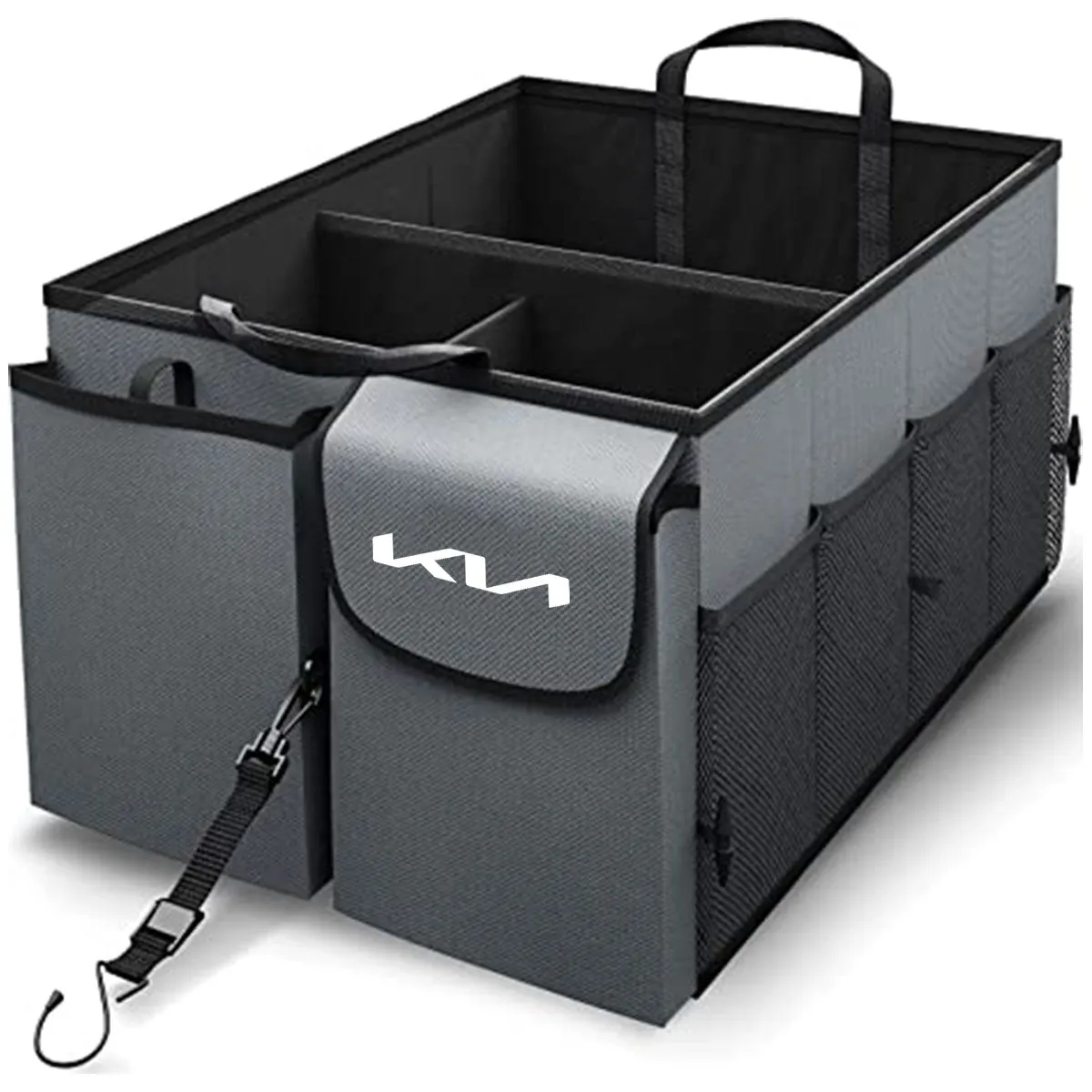 Car Trunk Organizer - Collapsible, Custom fit for All Cars, Multi-Compartment Automotive SUV Car Organizer for Storage w/ Adjustable Straps - Car Accessories for Women and Men UE12993