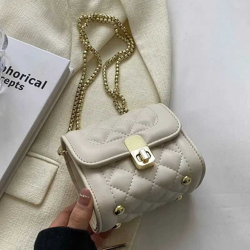 Chain Strap Quilted Small Square Bags