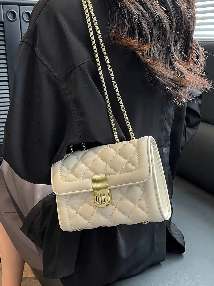 Chain Strap Quilted Small Square Bags