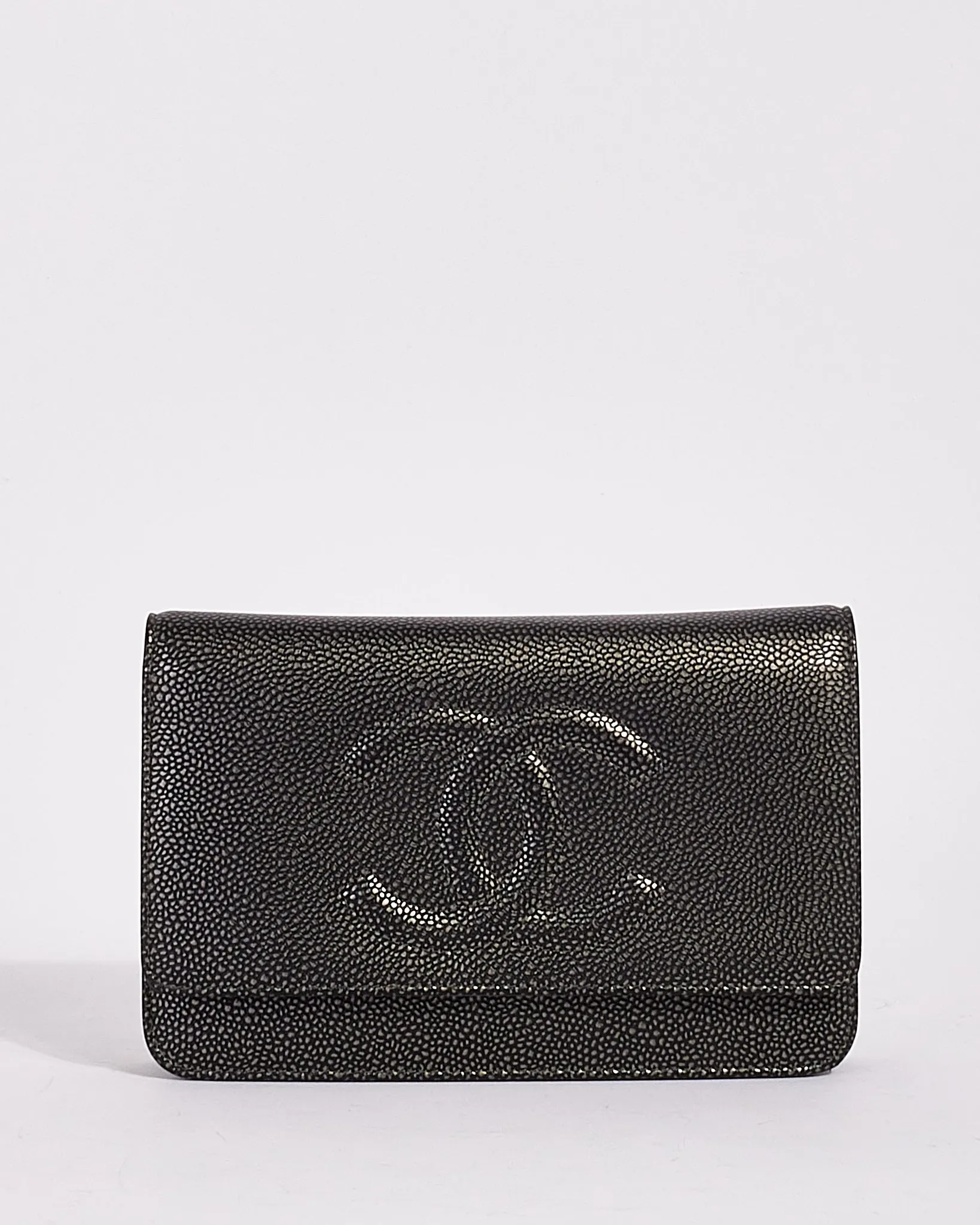 Chanel Dark Metallic Caviar Leather Timeless Wallet on Chain SHW