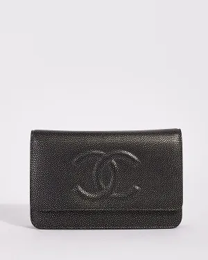 Chanel Dark Metallic Caviar Leather Timeless Wallet on Chain SHW