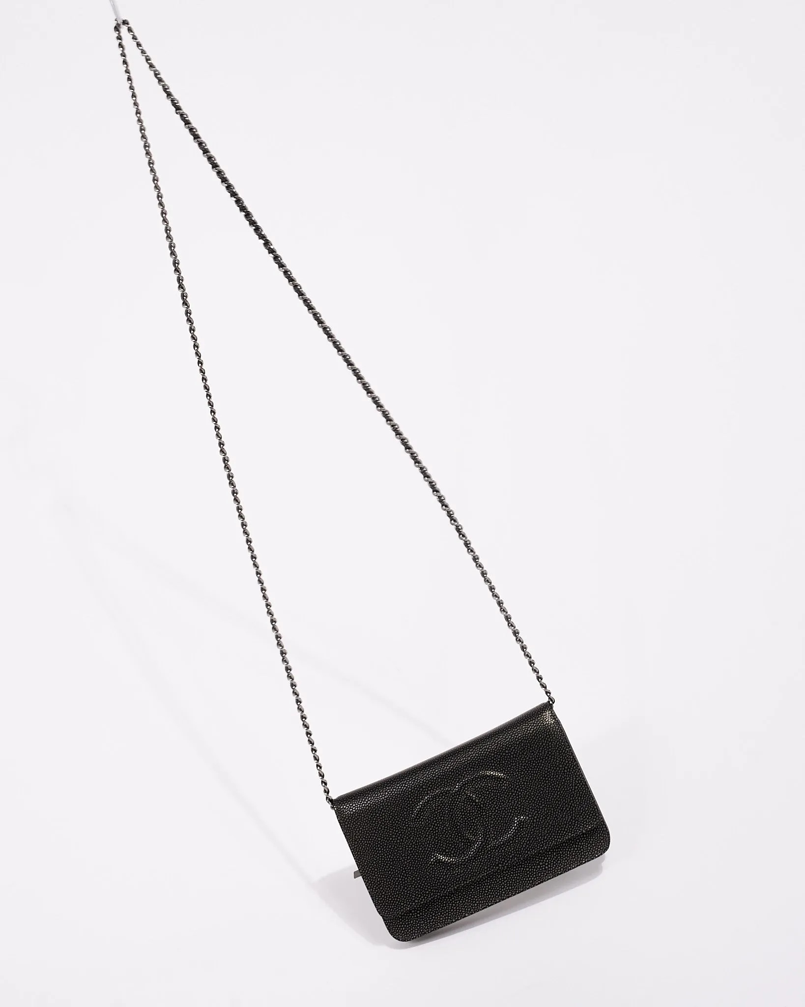 Chanel Dark Metallic Caviar Leather Timeless Wallet on Chain SHW