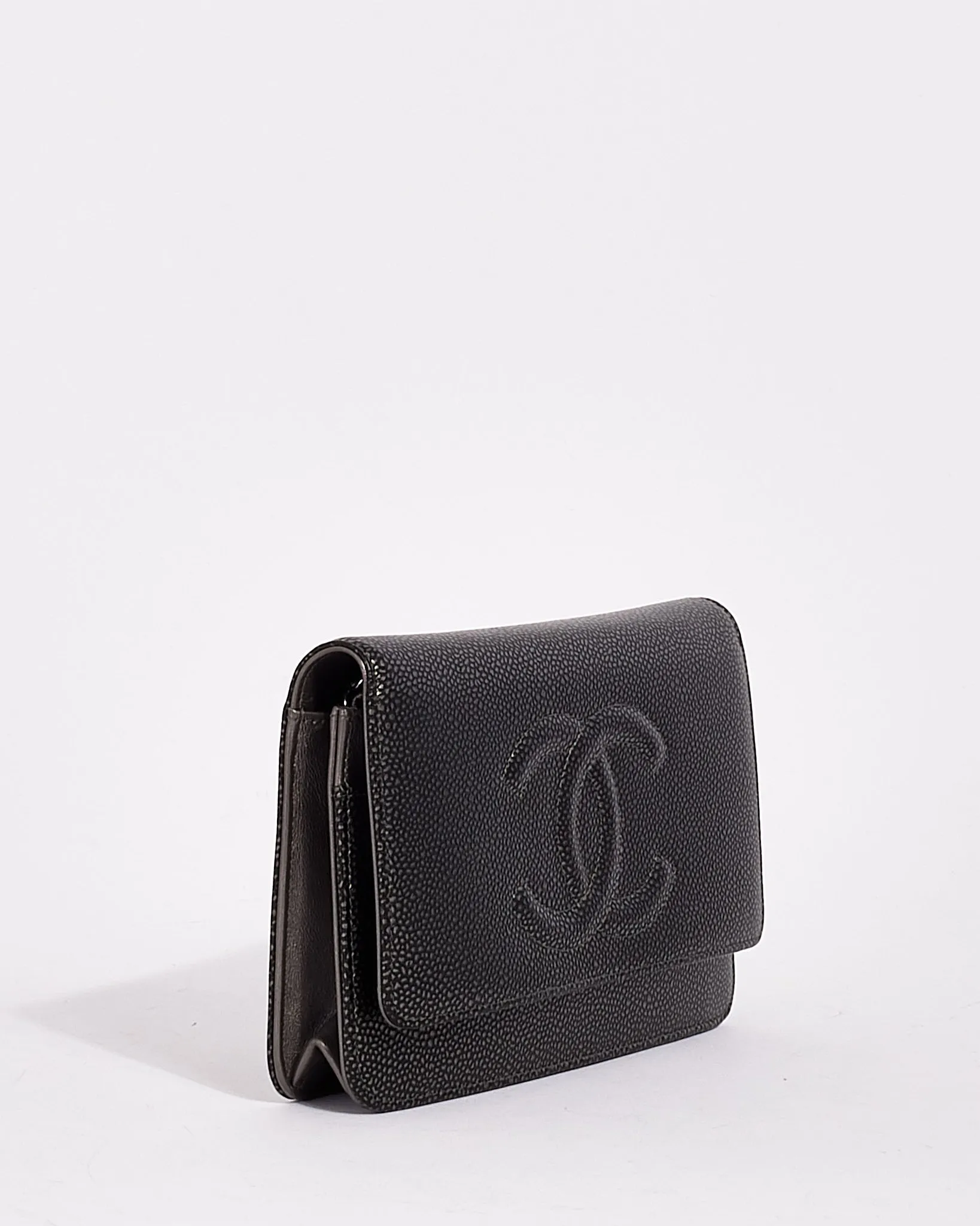 Chanel Dark Metallic Caviar Leather Timeless Wallet on Chain SHW