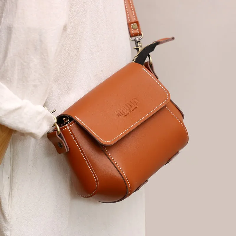 Coffee LEATHER Small Cute Side Bag WOMEN SHOULDER BAG Small Crossbody Purse FOR WOMEN