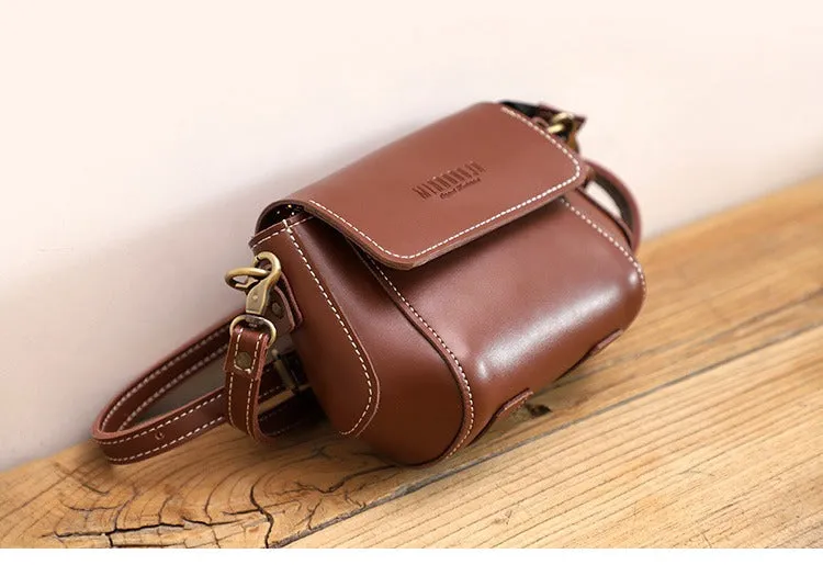 Coffee LEATHER Small Cute Side Bag WOMEN SHOULDER BAG Small Crossbody Purse FOR WOMEN