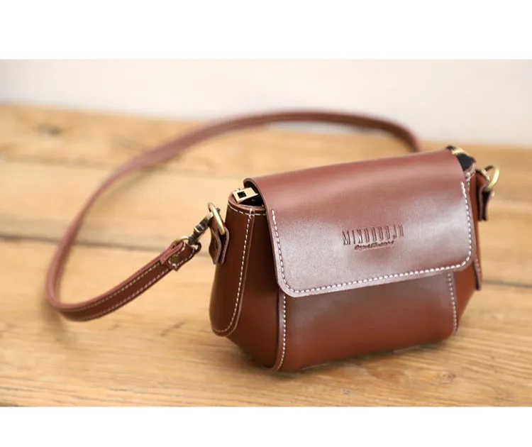 Coffee LEATHER Small Cute Side Bag WOMEN SHOULDER BAG Small Crossbody Purse FOR WOMEN