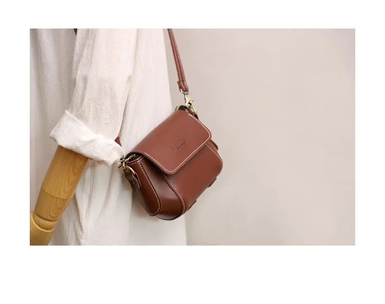 Coffee LEATHER Small Cute Side Bag WOMEN SHOULDER BAG Small Crossbody Purse FOR WOMEN