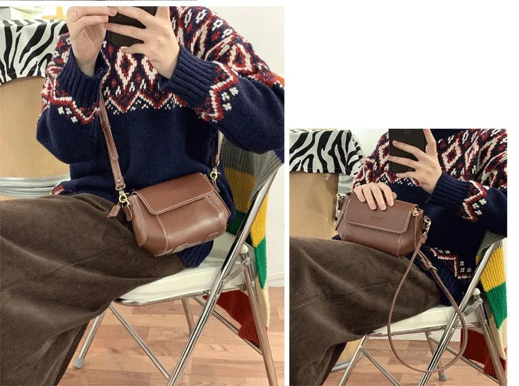 Coffee LEATHER Small Cute Side Bag WOMEN SHOULDER BAG Small Crossbody Purse FOR WOMEN
