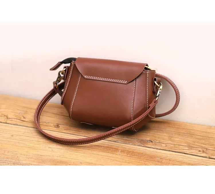 Coffee LEATHER Small Cute Side Bag WOMEN SHOULDER BAG Small Crossbody Purse FOR WOMEN