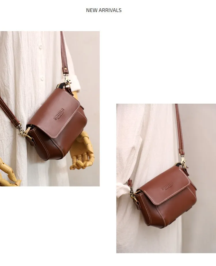 Coffee LEATHER Small Cute Side Bag WOMEN SHOULDER BAG Small Crossbody Purse FOR WOMEN
