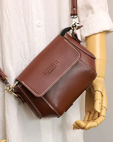 Coffee LEATHER Small Cute Side Bag WOMEN SHOULDER BAG Small Crossbody Purse FOR WOMEN