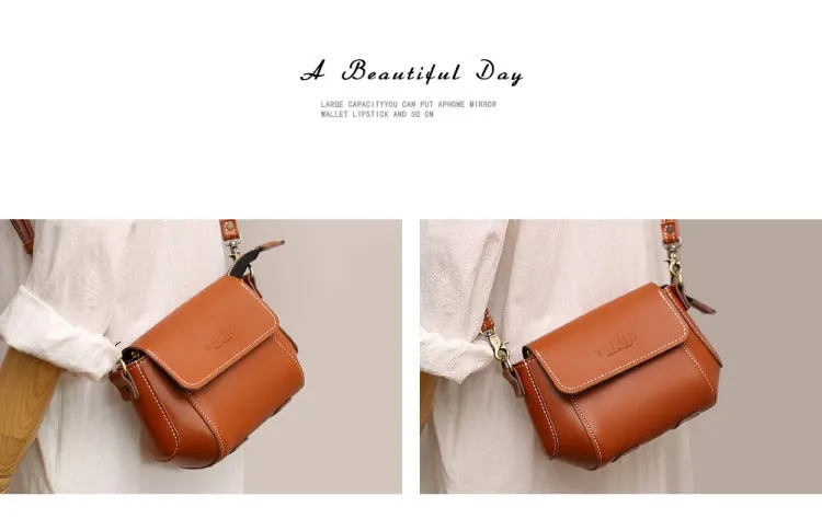 Coffee LEATHER Small Cute Side Bag WOMEN SHOULDER BAG Small Crossbody Purse FOR WOMEN