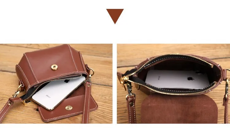 Coffee LEATHER Small Cute Side Bag WOMEN SHOULDER BAG Small Crossbody Purse FOR WOMEN