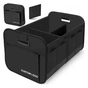 Custom Logo Car Trunk Organizer Storage, Fit with Cadillac, Car Storage, Reinforced Handles, Collapsible Multi, Compartment Car Organizers, Foldable and Waterproof, 600D Oxford Polyester
