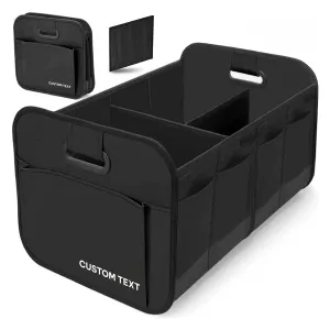 Custom Text For Car Trunk Organizer Storage, Compatible with All Cars, Reinforced Handles, Collapsible Multi, Compartment Car Organizers, Foldable and Waterproof, 600D Oxford Polyester CA12995