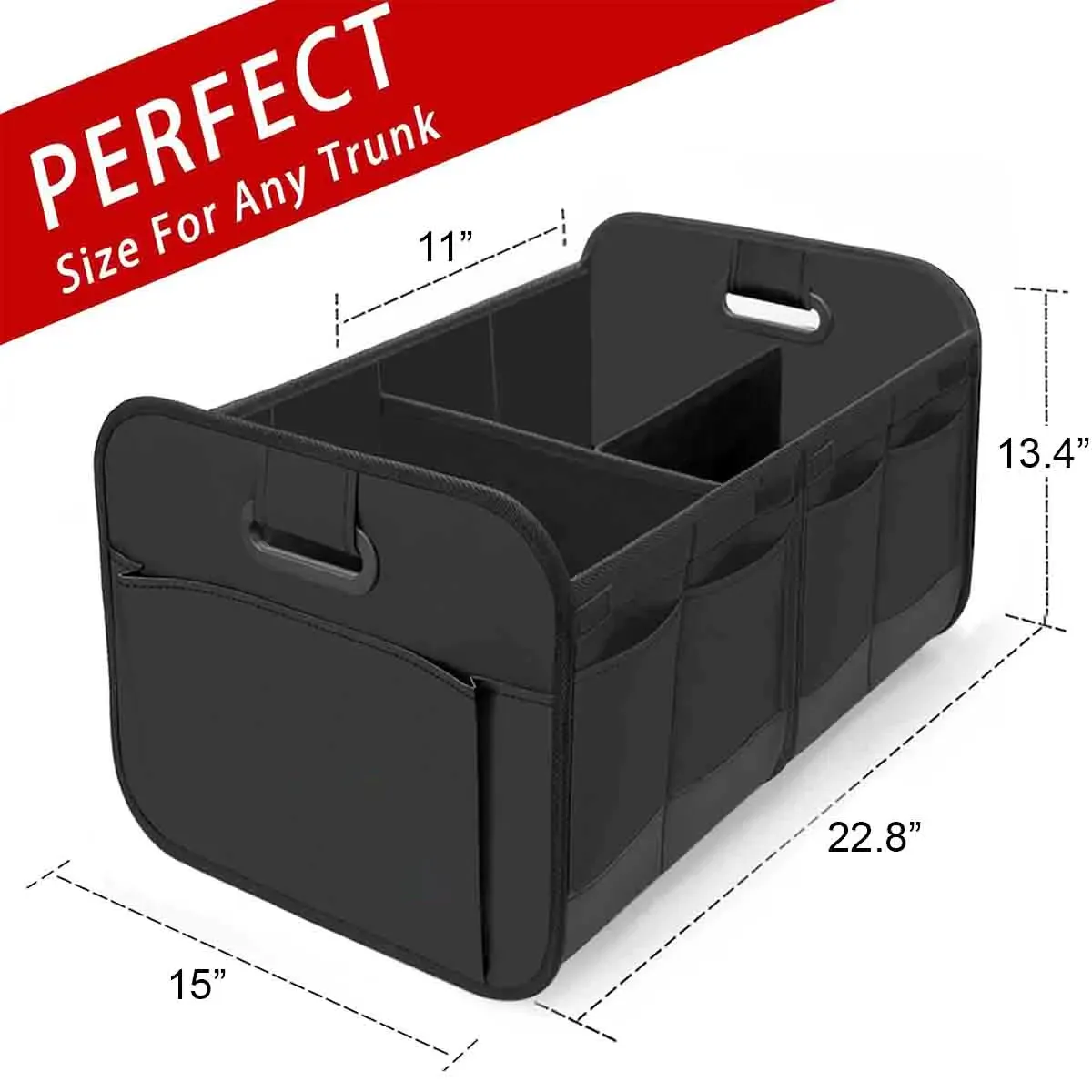 Custom Text For Car Trunk Organizer Storage, Compatible with All Cars, Reinforced Handles, Collapsible Multi, Compartment Car Organizers, Foldable and Waterproof, 600D Oxford Polyester LE12995
