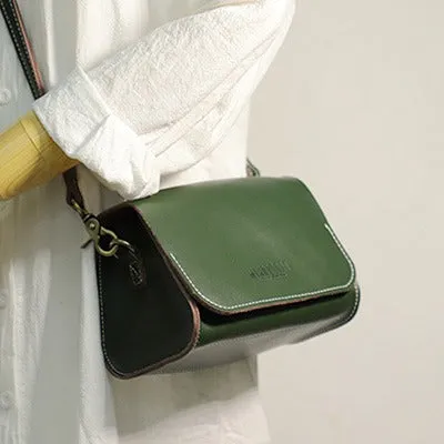 Cute Black LEATHER Small Side Bag Handmade WOMEN Crossbody BAG Phone Purse FOR WOMEN