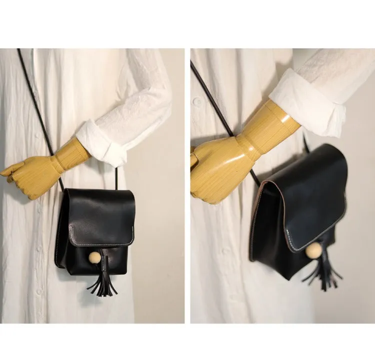 Cute Brown LEATHER Small Side Bag Handmade WOMEN Phone Crossbody BAG Purse FOR WOMEN